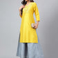 Janasya Women's Yellow Poly Silk Solid Festive Straight Kurta | Swadesiicart
