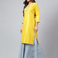 Janasya Women's Yellow Poly Silk Solid Festive Straight Kurta | Swadesiicart
