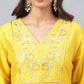 Janasya Women's Yellow Poly Silk Solid Festive Straight Kurta | Swadesiicart