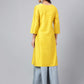 Janasya Women's Yellow Poly Silk Solid Festive Straight Kurta | Swadesiicart