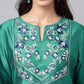 Janasya Women's Peacock Green Poly Silk Solid Festive Straight Kurta | Swadesiicart