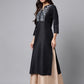 Janasya Women's Black Poly Silk Solid Festive Straight Kurta | Swadesiicart