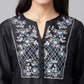 Janasya Women's Black Poly Silk Solid Festive Straight Kurta | Swadesiicart