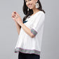 Janasya Women's White Cotton Solid Casual A-Line Top | Swadesiicart