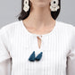 Janasya Women's White Cotton Solid Casual A-Line Top | Swadesiicart