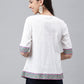 Janasya Women's White Cotton Solid Casual A-Line Top | Swadesiicart
