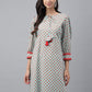 Indian Clothing Janasya Women's Light Green Cotton Floral Printed Casual Regular Tunic | Swadesiicart