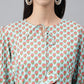 Indian Clothing Janasya Women's Light Green Cotton Floral Printed Casual Regular Tunic | Swadesiicart