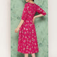 Janasya Women's Pink Rayon Foil Printed Festive Gathered Kurta | Swadesiicart