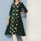 Janasya Women's Bottle Green Crepe Foil Printed Festive A-Line Kurta | Swadesiicart
