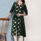 Janasya Women's Bottle Green Crepe Foil Printed Festive A-Line Kurta | Swadesiicart