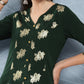 Janasya Women's Bottle Green Crepe Foil Printed Festive A-Line Kurta | Swadesiicart