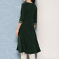 Janasya Women's Bottle Green Crepe Foil Printed Festive A-Line Kurta | Swadesiicart