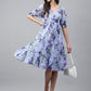 Janasya Women's Lavender Georgette Floral Printed Tiered Casual Dress | Swadesiicart