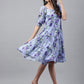 Janasya Women's Lavender Georgette Floral Printed Tiered Casual Dress | Swadesiicart