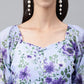 Janasya Women's Lavender Georgette Floral Printed Tiered Casual Dress | Swadesiicart
