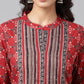Janasya Women's Maroon Cotton Ethnic Motifs Casual A-Line Top | Swadesiicart