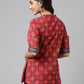 Janasya Women's Maroon Cotton Ethnic Motifs Casual A-Line Top | Swadesiicart