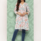 Janasya Women's White Cotton Botanical Print Casual Gathered Tunic | Swadesiicart
