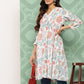 Janasya Women's White Cotton Botanical Print Casual Gathered Tunic | Swadesiicart
