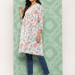 Janasya Women's White Cotton Botanical Print Casual Gathered Tunic | Swadesiicart