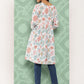 Janasya Women's White Cotton Botanical Print Casual Gathered Tunic | Swadesiicart