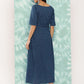 Janasya Women's Navy Blue Cotton Floral Printed A Line Casual Dress | Swadesiicart