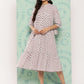 Janasya Women's White Cotton Floral Printed Gathered Casual Dress | Swadesiicart