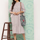 Janasya Women's White Cotton Floral Printed Gathered Casual Dress | Swadesiicart