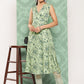 Janasya Women's Light Green Crepe Digital Printed Casual Angrakha Kurta | Swadesiicart