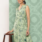 Janasya Women's Light Green Crepe Digital Printed Casual Angrakha Kurta | Swadesiicart