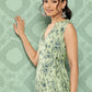 Janasya Women's Light Green Crepe Digital Printed Casual Angrakha Kurta | Swadesiicart