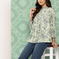 Janasya Women's Light Green Crepe Digital Print Casual Empire Top | Swadesiicart