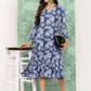 Janasya Women's Blue Crepe Digital Floral Printed A-Line Casual Dress | Swadesiicart
