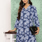 Janasya Women's Blue Crepe Digital Floral Printed A-Line Casual Dress | Swadesiicart