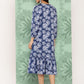 Janasya Women's Blue Crepe Digital Floral Printed A-Line Casual Dress | Swadesiicart