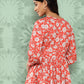 Janasya Women's Orange Crepe Digital Floral Print Casual Peplum Top | Swadesiicart