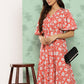 Janasya Women's Orange Crepe Digital Printed Flared Casual Dress | Swadesiicart