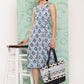 Janasya Women's Grey Crepe Ikat Printed A Line Casual Dress | Swadesiicart