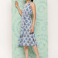 Janasya Women's Grey Crepe Ikat Printed A Line Casual Dress | Swadesiicart