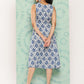 Janasya Women's Grey Crepe Ikat Printed A Line Casual Dress | Swadesiicart
