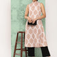Janasya Women's Light Peach Crepe Digital Printed Casual A-Line Kurta | Swadesiicart