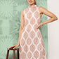 Janasya Women's Light Peach Crepe Digital Printed Casual A-Line Kurta | Swadesiicart