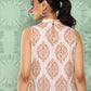 Janasya Women's Light Peach Crepe Digital Printed Casual A-Line Kurta | Swadesiicart