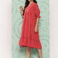 Janasya Women's Red Cotton Ethnic Motifs Printed Flared Casual Dress | Swadesiicart