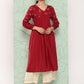 Janasya Women's Maroon Rayon Solid Party Gathered Kurta | Swadesiicart
