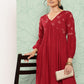 Janasya Women's Maroon Rayon Solid Party Gathered Kurta | Swadesiicart