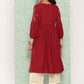 Janasya Women's Maroon Rayon Solid Party Gathered Kurta | Swadesiicart