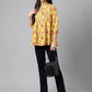 Janasya Women's Yellow Cotton Floral Printed Casual A-Line Top | Swadesiicart