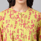 Janasya Women's Yellow Cotton Floral Printed Casual A-Line Top | Swadesiicart